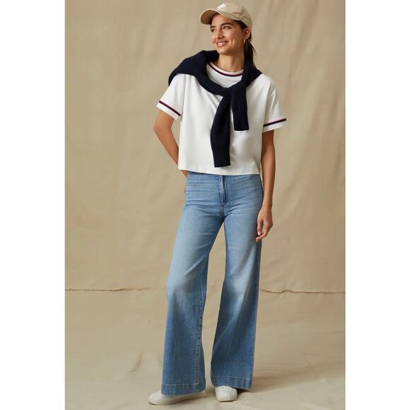 TUCKERNUCK Americana Piped Cropped Ryan Boyfriend Tee NWT Size Medium - Picture 6 of 13